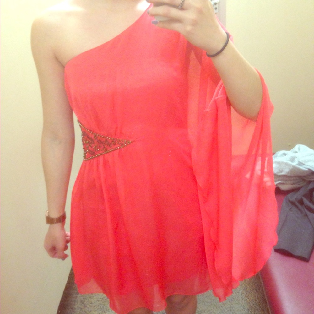 Free People One Shoulder Papaya Dress